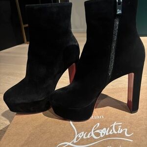 Christian Louboutin Black Suede Heeled Boots